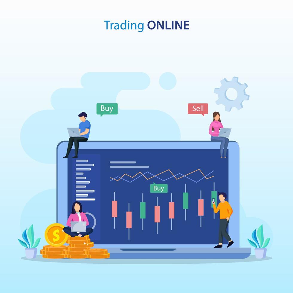 online trading concept. Forex trading strategy, Investing in Stocks. flat vector