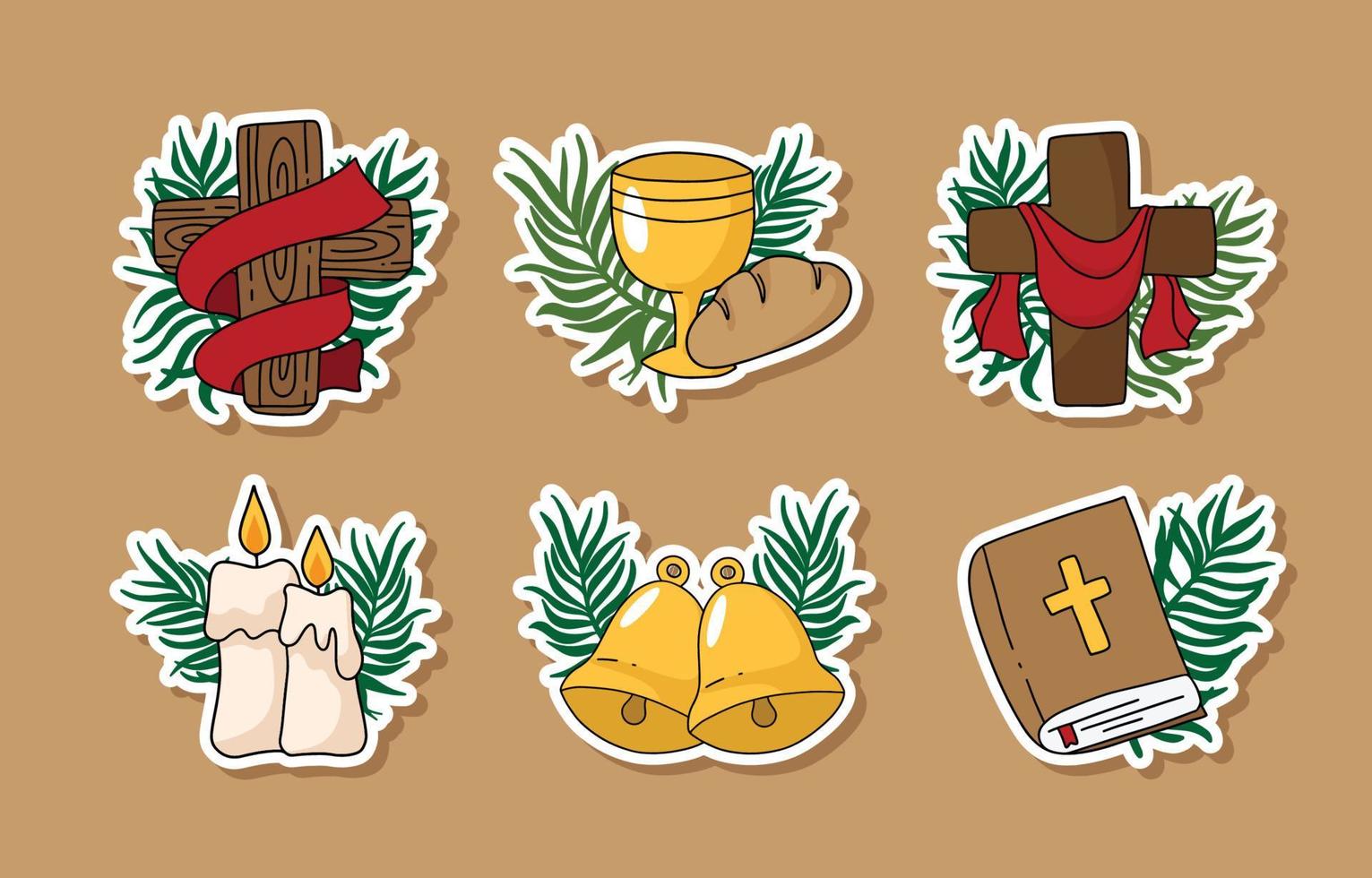 Collection of Hand Drawn Palm Sunday Sticker vector