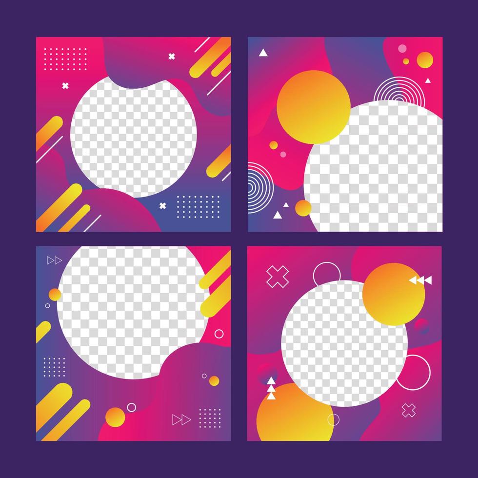 Set of Modern Abstract Social Media Post Template vector