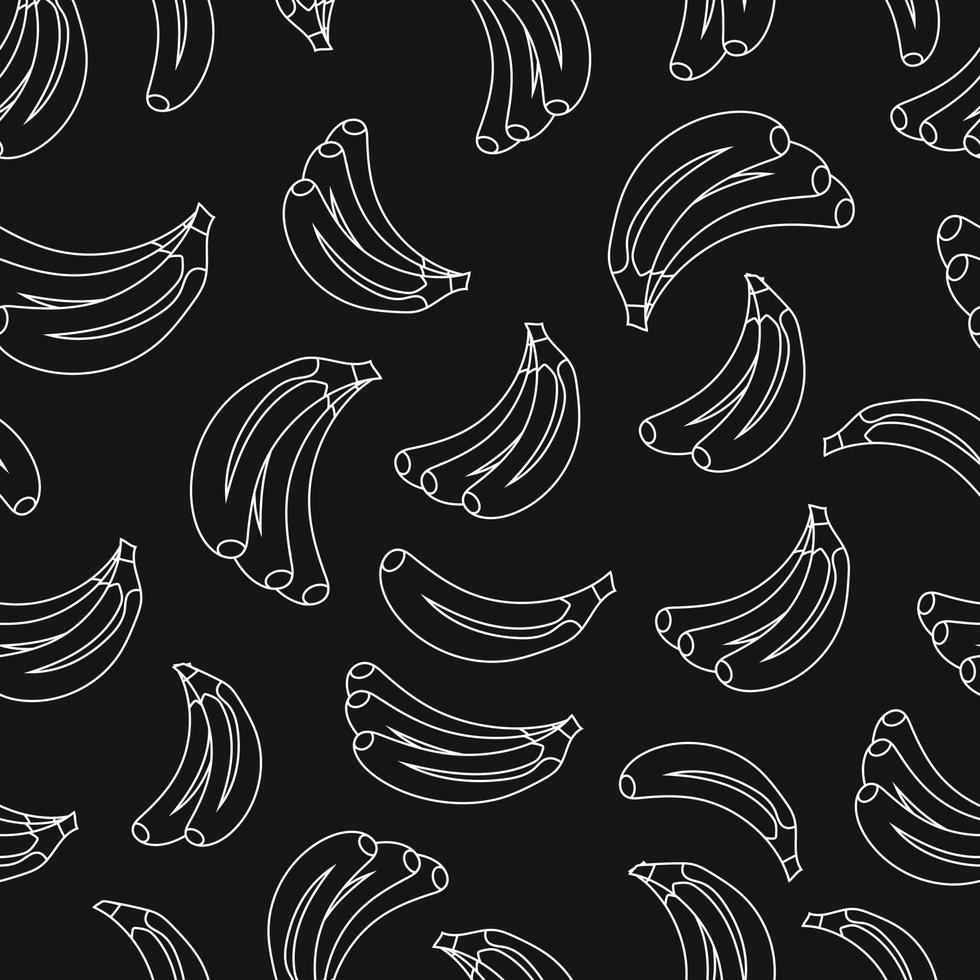 dibujo vectorial sin costuras con plátanos lineales dibujados a mano ilustración en blanco y negro vector