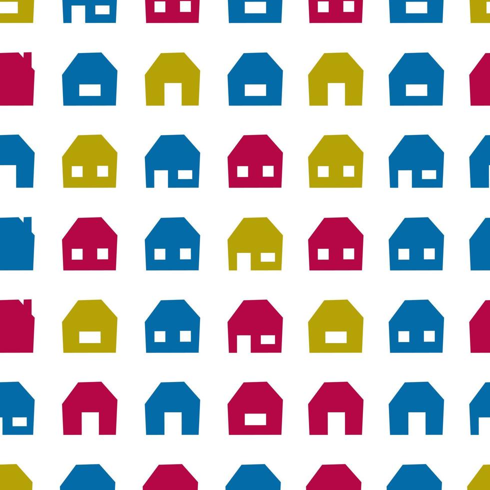 seamless pattern with small houses color vector illustration on a transparent background