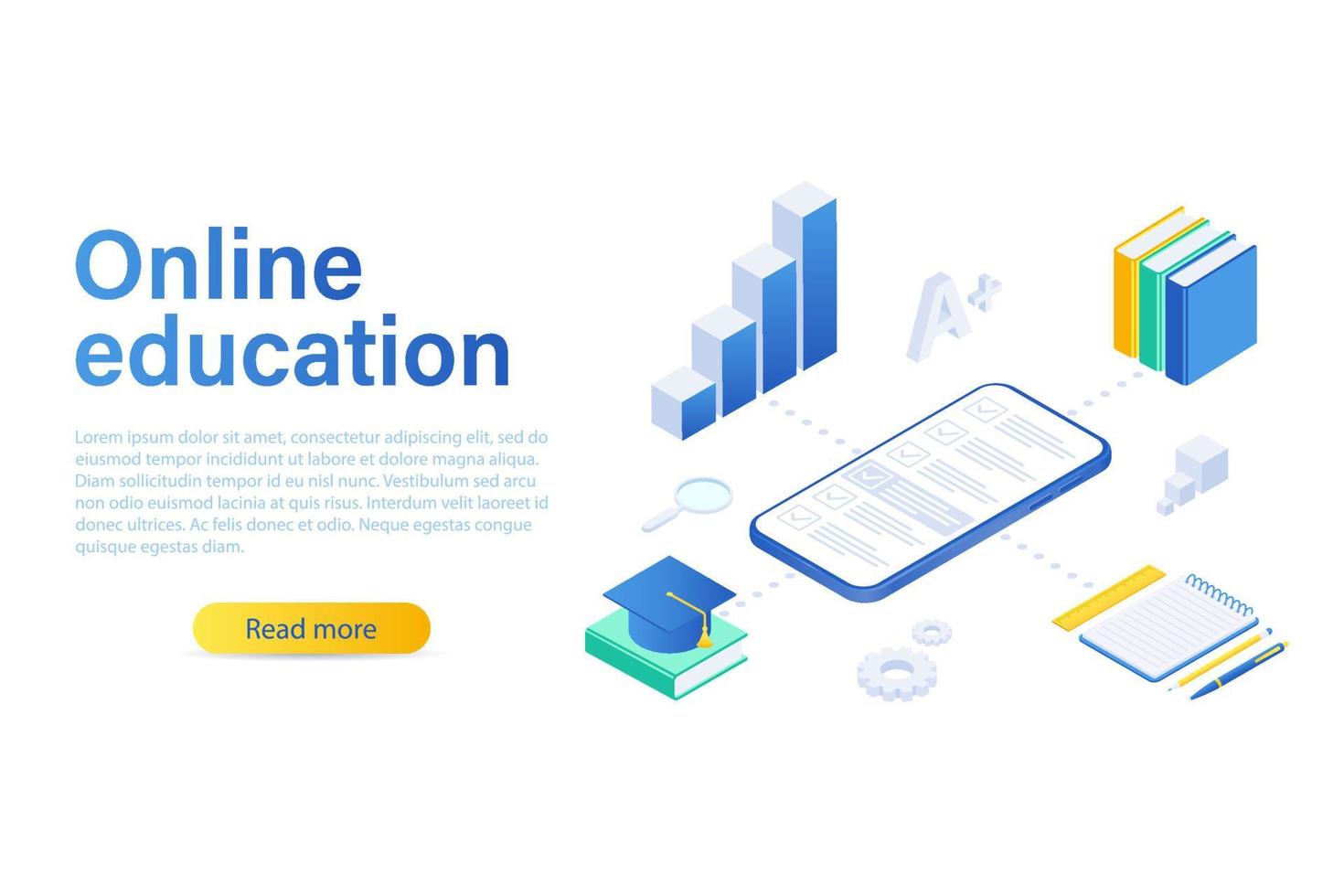 Isometric vector illustration of a mobile bank. Digital financial services and online shopping.