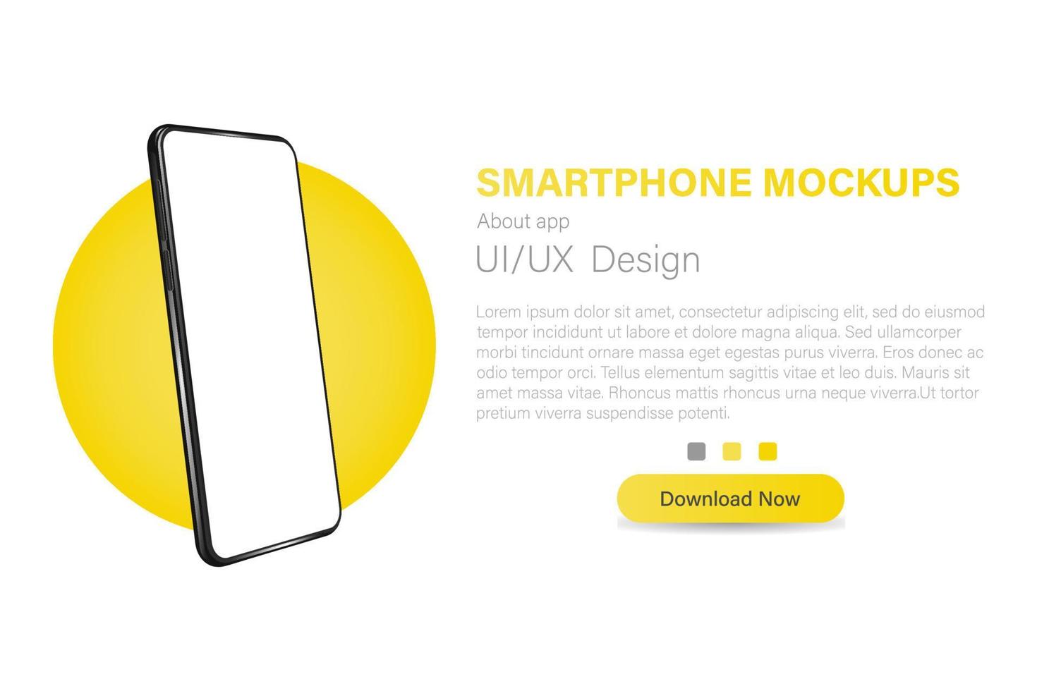 Smartphone with a blank screen in a rotated position. 3d isometric vector illustration of a cell phone. Smartphone in perspective.