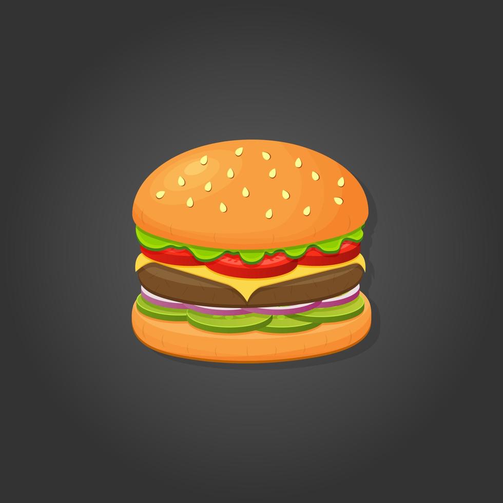 Vector illustration of delicious, fresh burger.