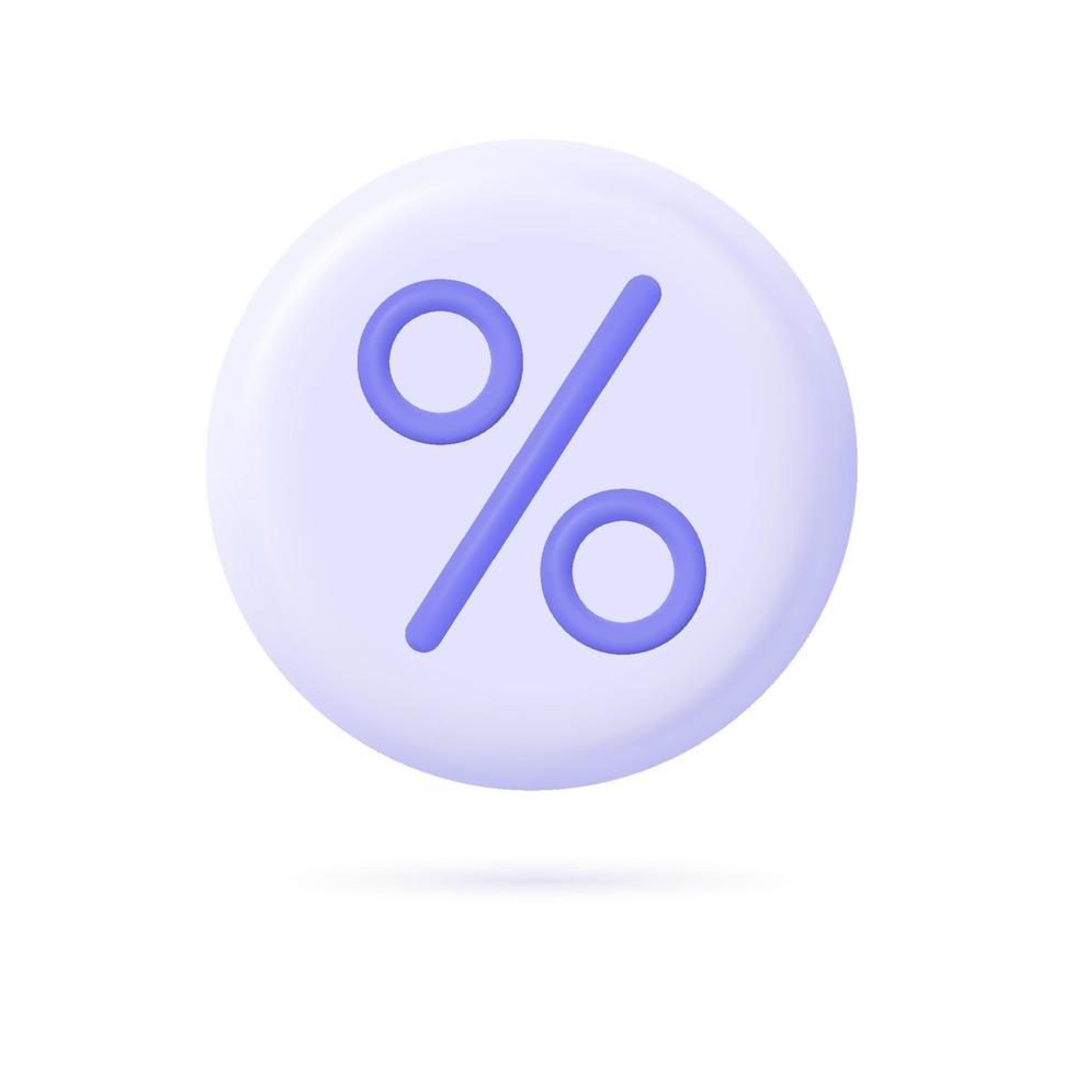 3d percent icon. the concept of shopping, sales, discounts. vector illustration isolated on white background