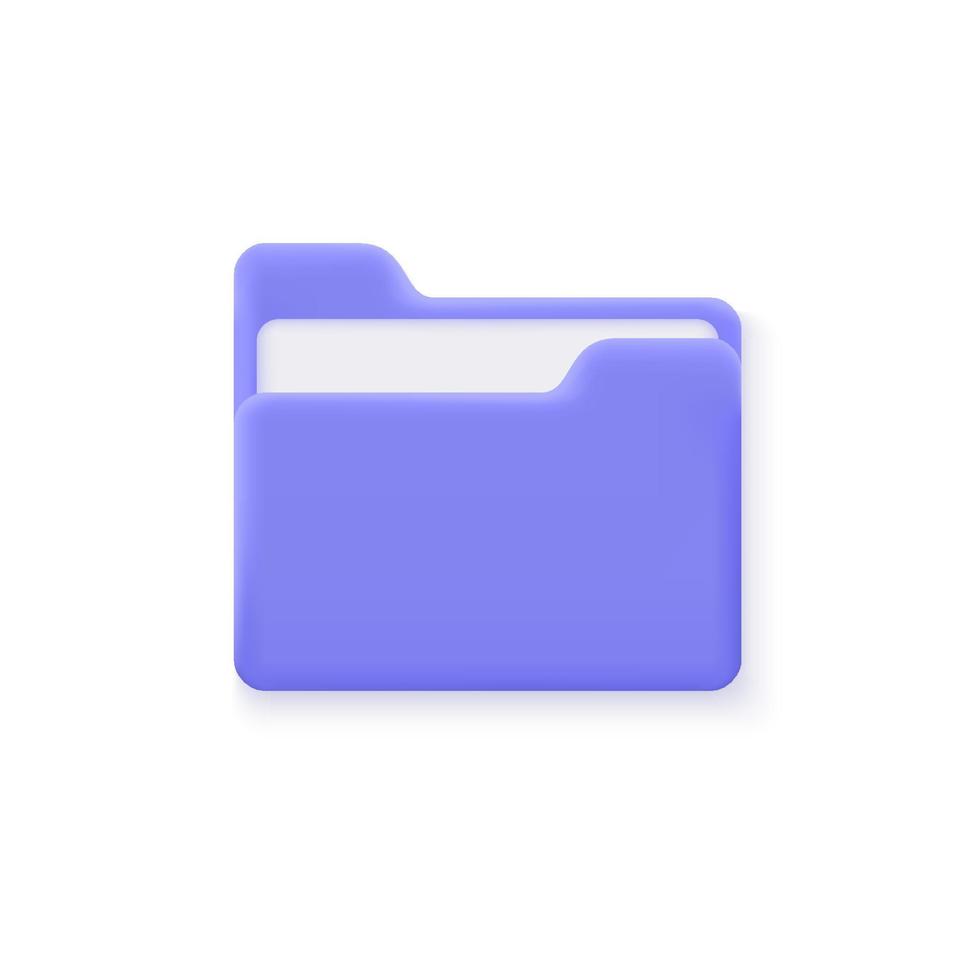 3d file folder icon in minimalistic style. file storage concept. vector illustration isolated on white background.