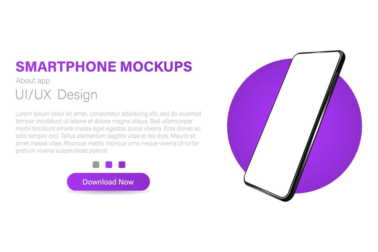 Smartphone with a blank screen in a rotated position. 3d isometric vector illustration of a cell phone. Smartphone in perspective.