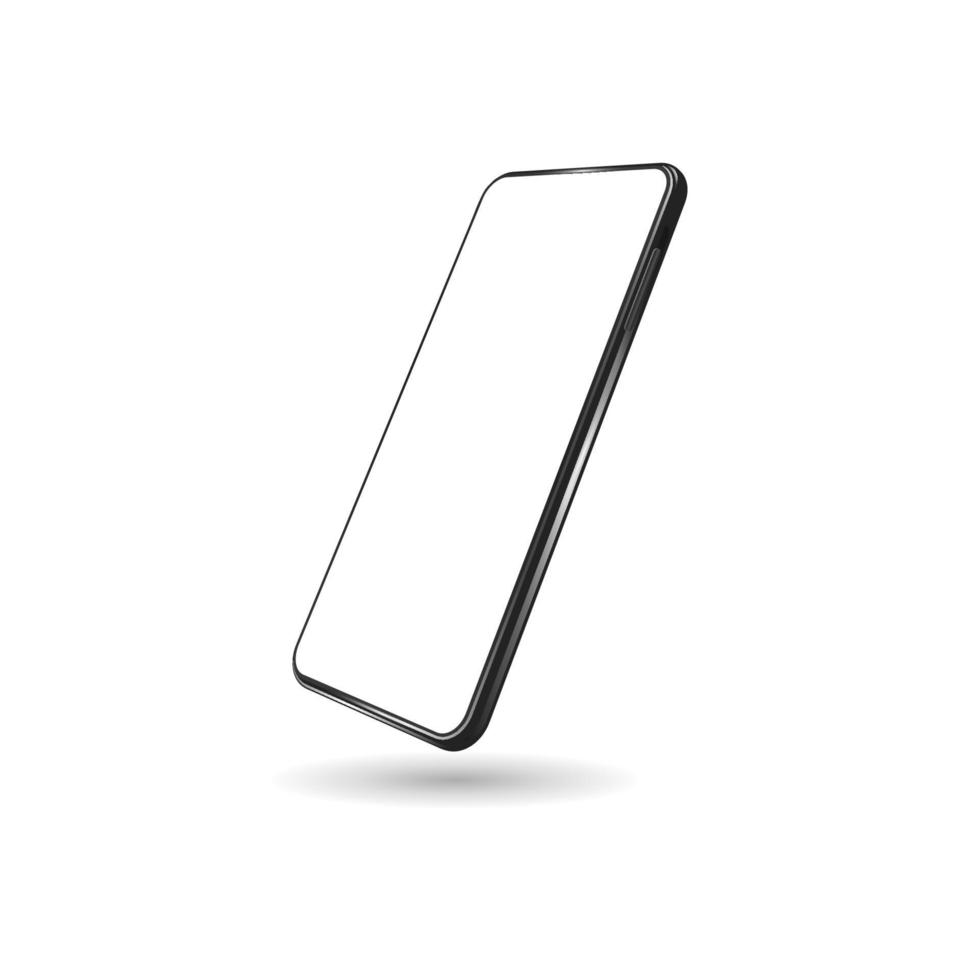 Perspective realistic smartphone mockup with blank screen on white background. vector