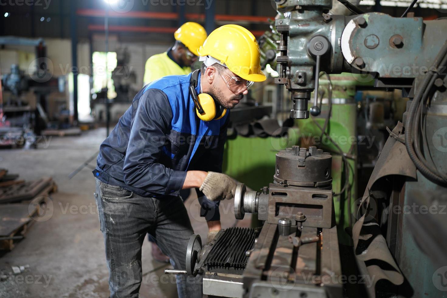Professional men engineer worker skills quality, maintenance, training industry factory worker , warehouse Workshop for factory operators, mechanical engineering team production. photo