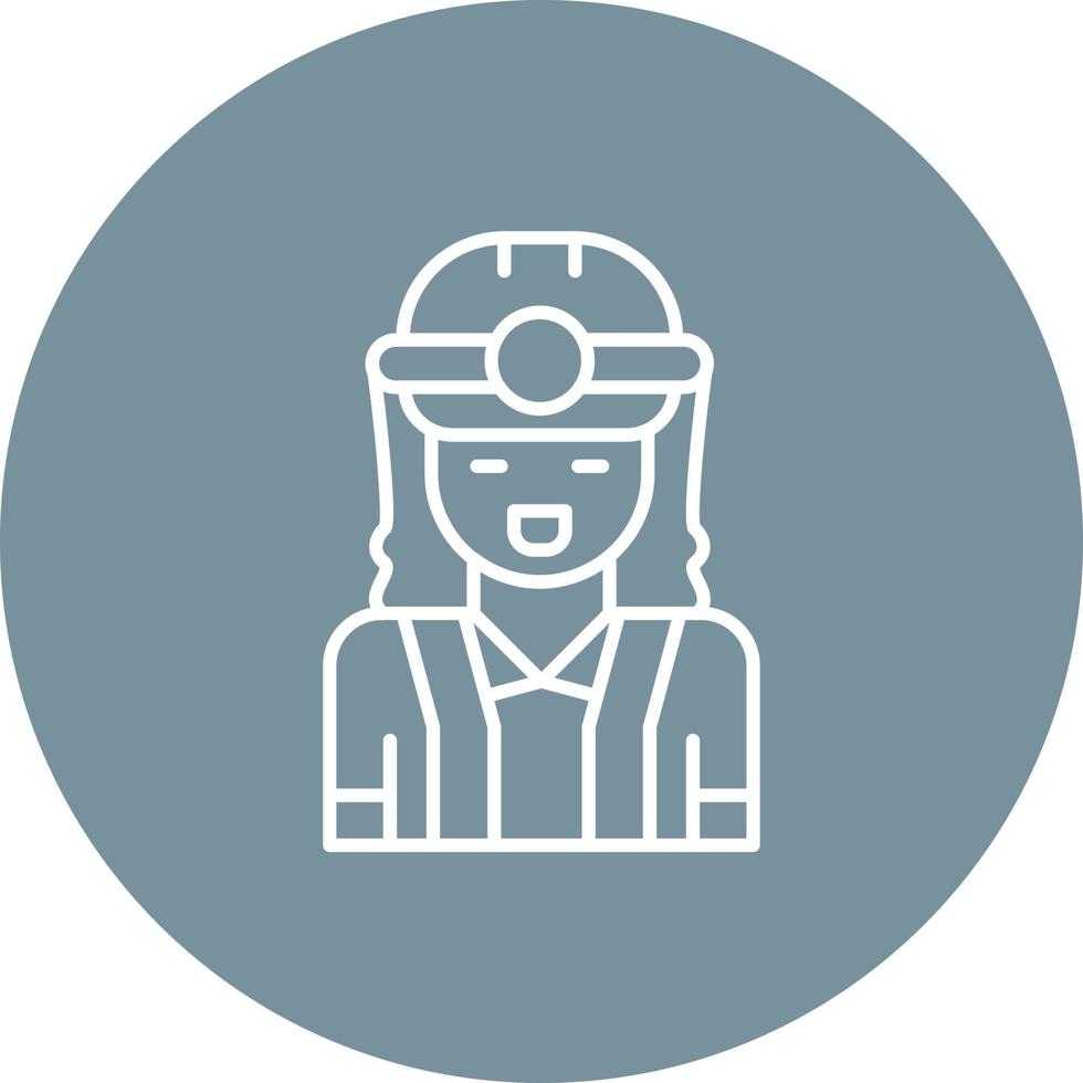 Female Engineer Line Circle Background Icon vector