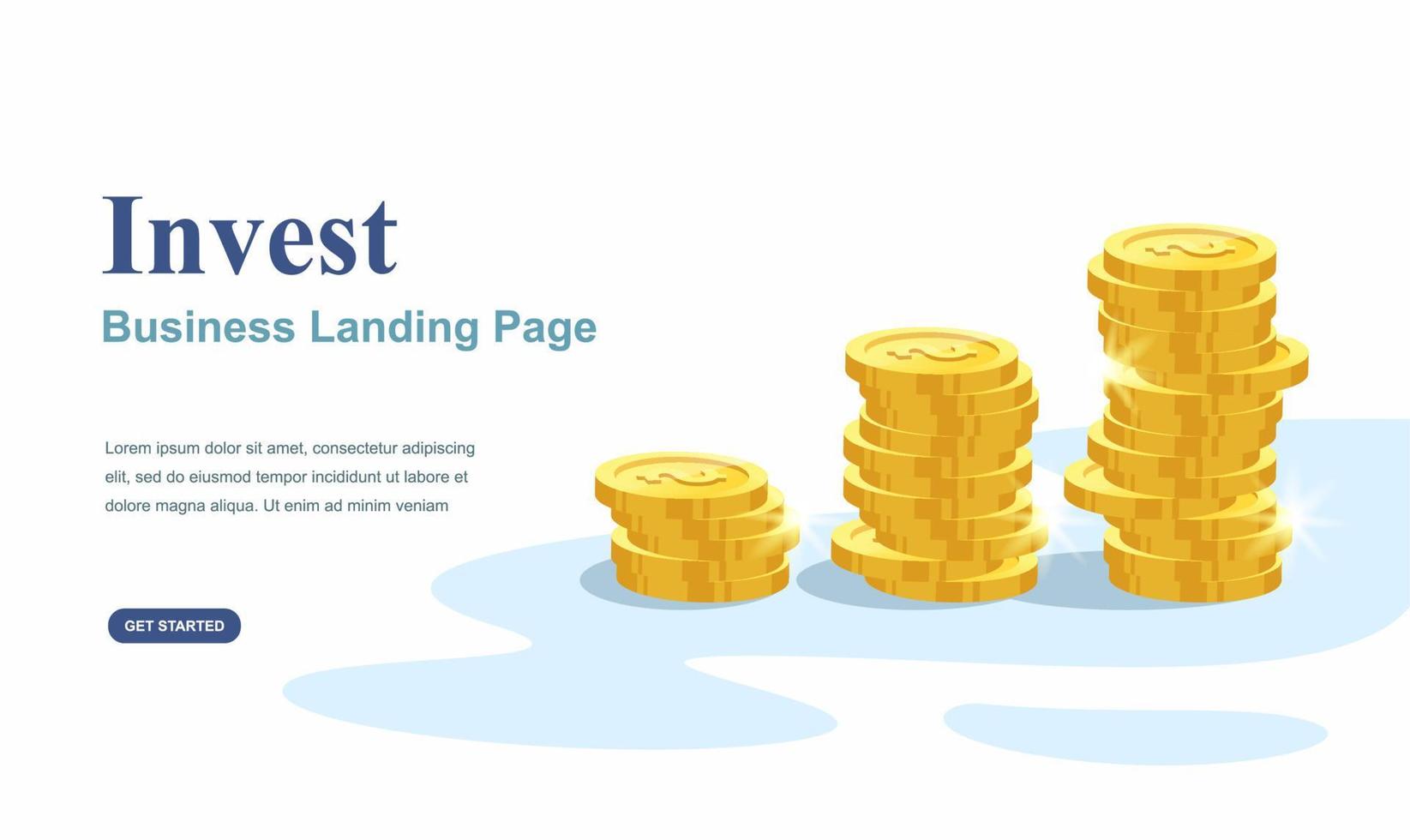 gold coins landing page template background vector