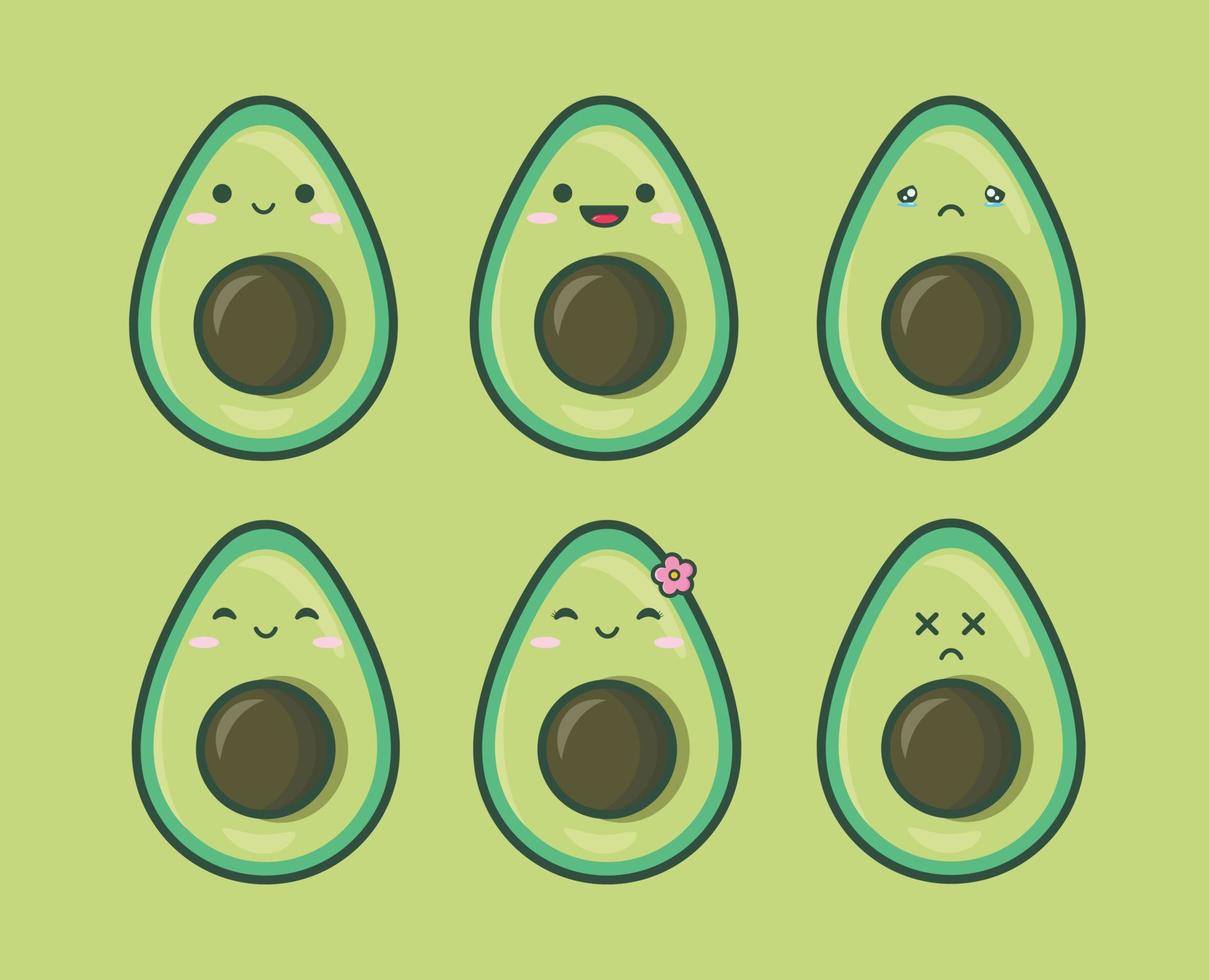 linda ilustración de aguacate vector