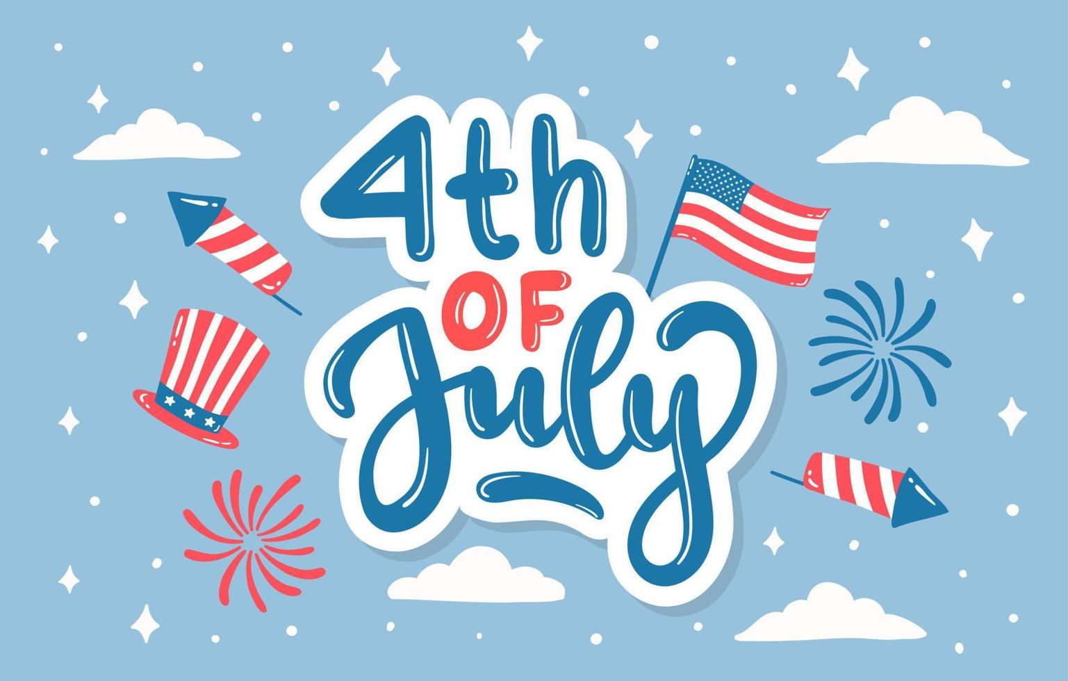 happy independence day 4th of July with American flag background vector