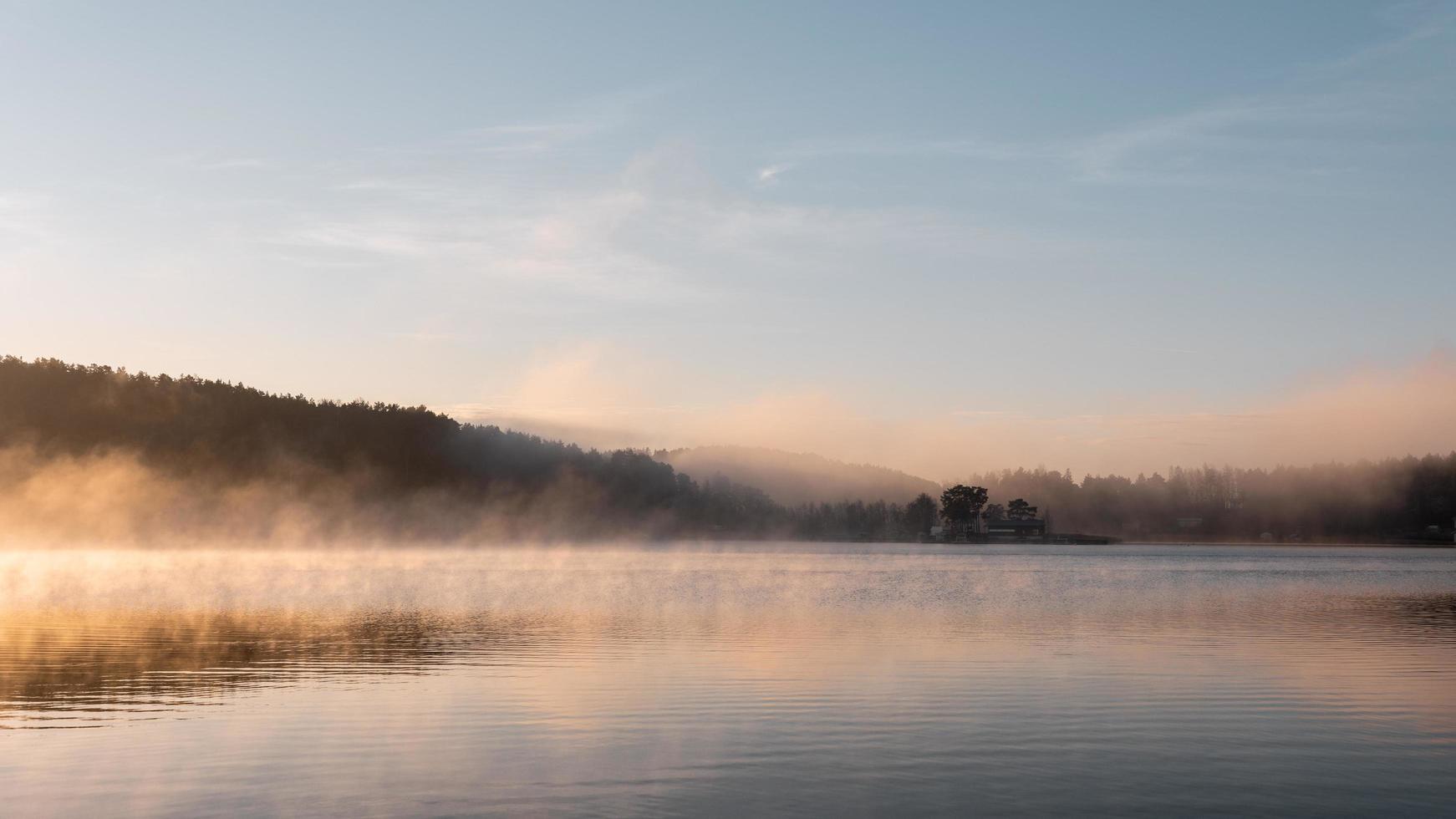 Beautiful morning sun in autumn morning in Rymattyla, Finland photo