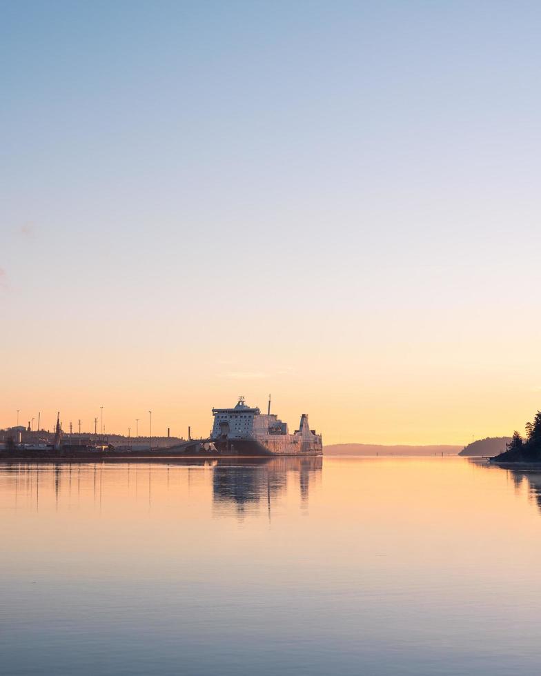 A ropax ship in Naantali harbour in Finland photo