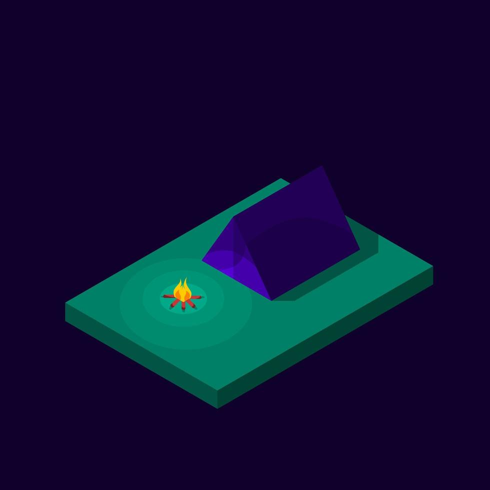 night campfire isometric vector