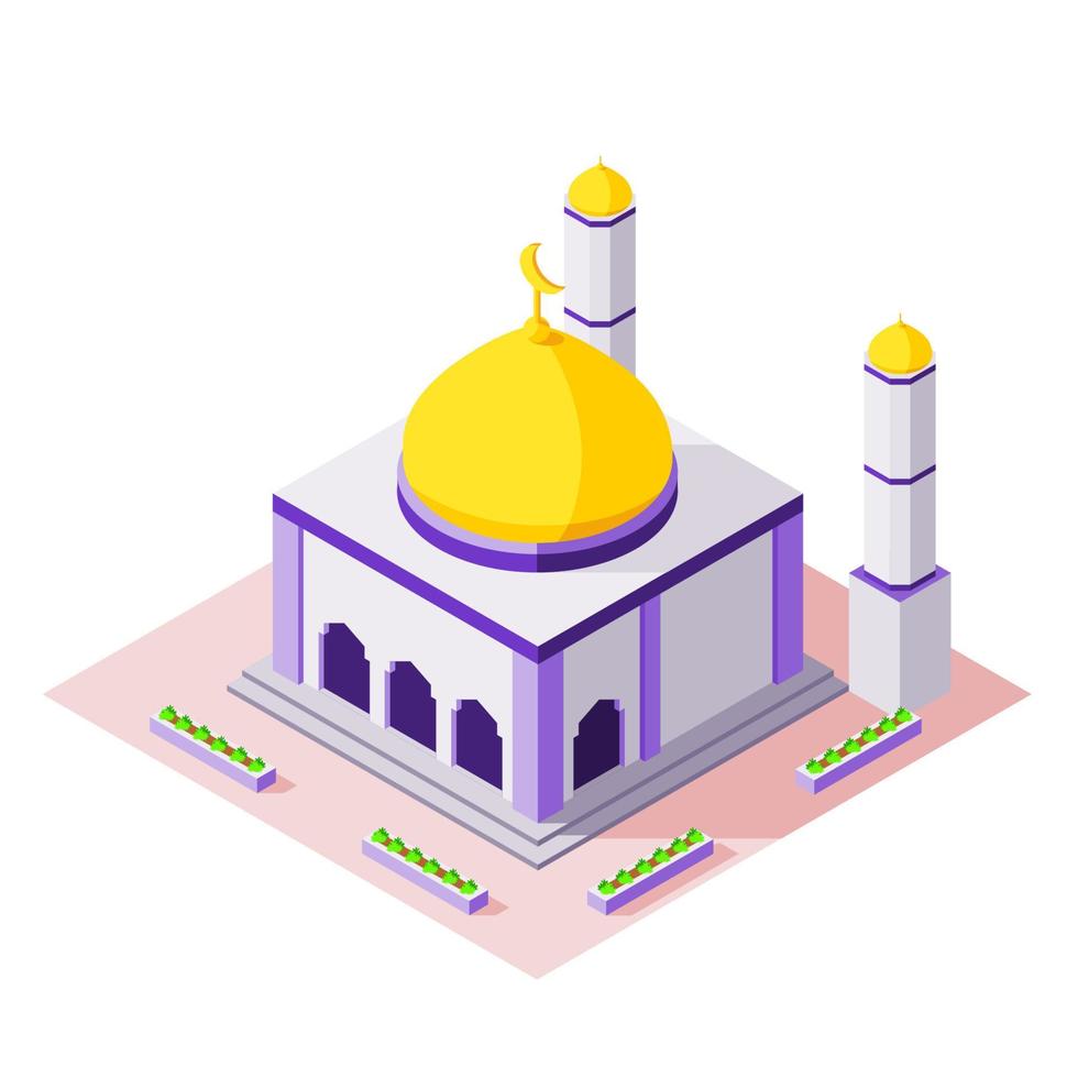 mezquita en diseño isométrico. ilustración vectorial vector