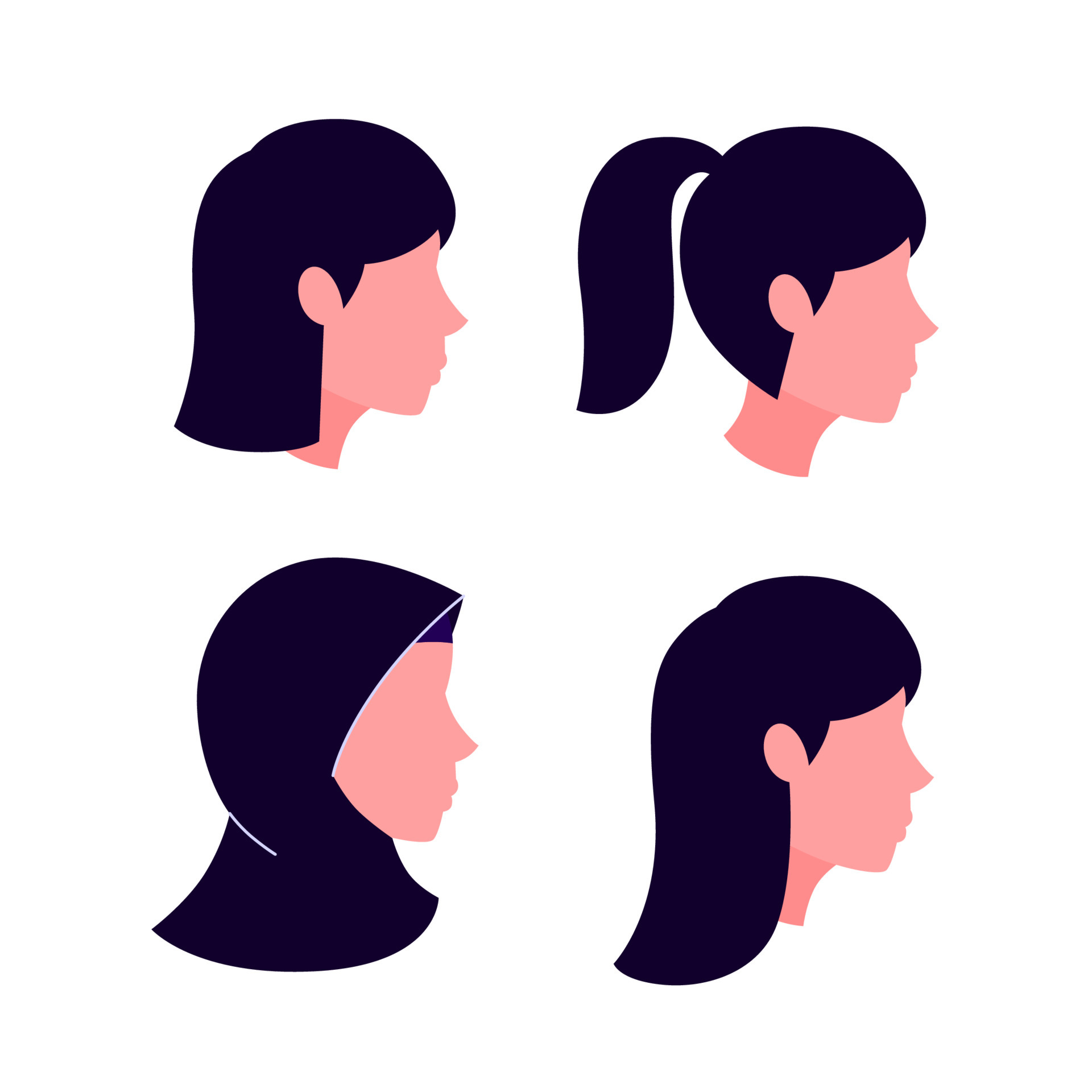 kinds of hairstyles and hijab for women. long hair, short hair, ponytail, and a head scarf. icons vector illustration 7070586 Vector Art at Vecteezy kinds of hairstyles and hijab for women. long hair, short hair, ponytail, and a head scarf. icons vector illustration 7070586 Vector Art at Vecteezy