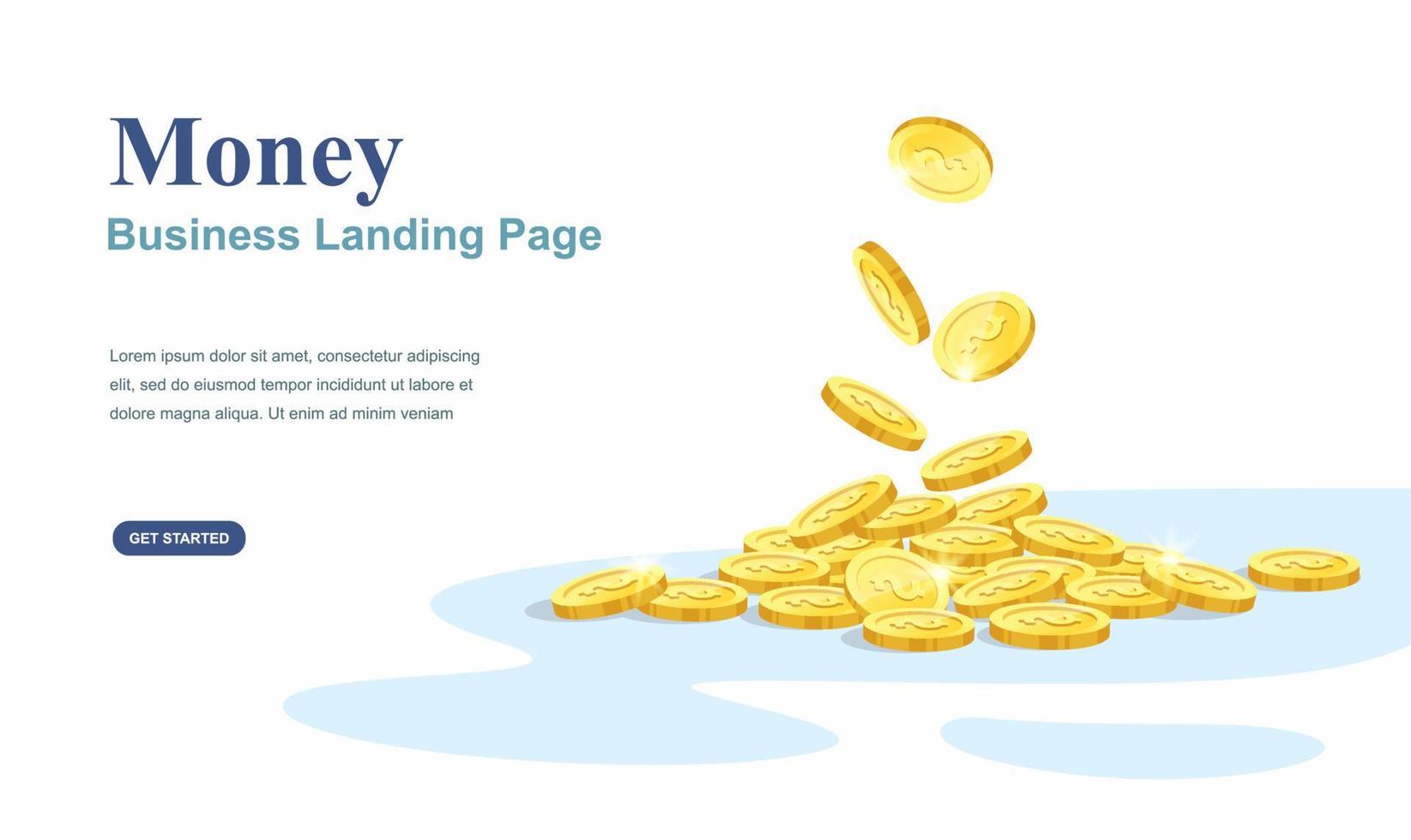 gold coins landing page template background vector