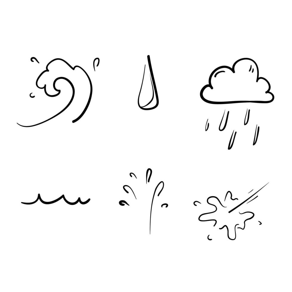 dibujado a mano doodle agua salpicadura ilustración vector aislado