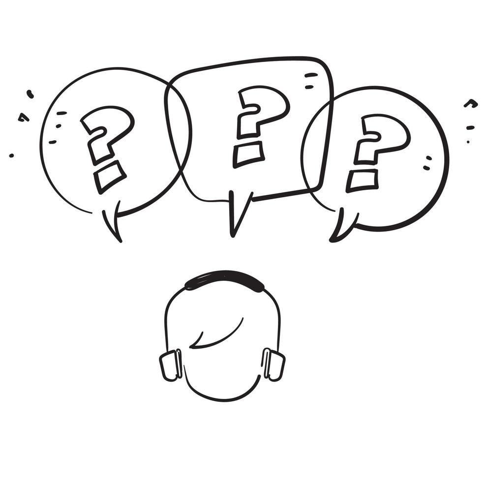 hand drawn doodle Message box with question mark icon vector