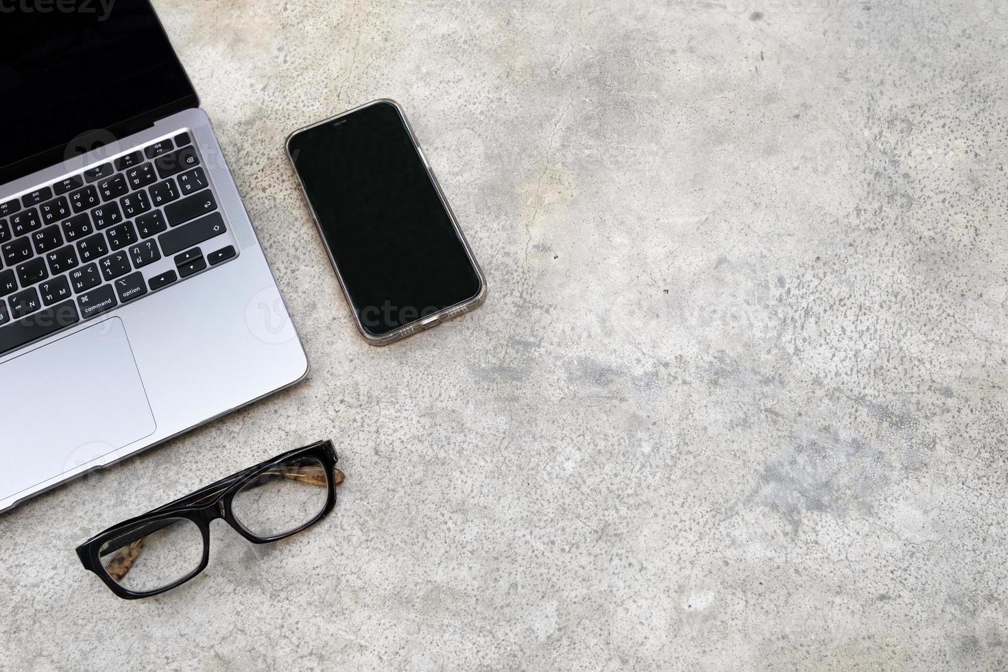 Work from home stylish table desk workspace. photo