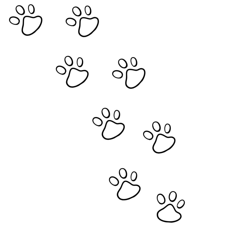 hand drawn doodle of animal footprint with cartoon style vector