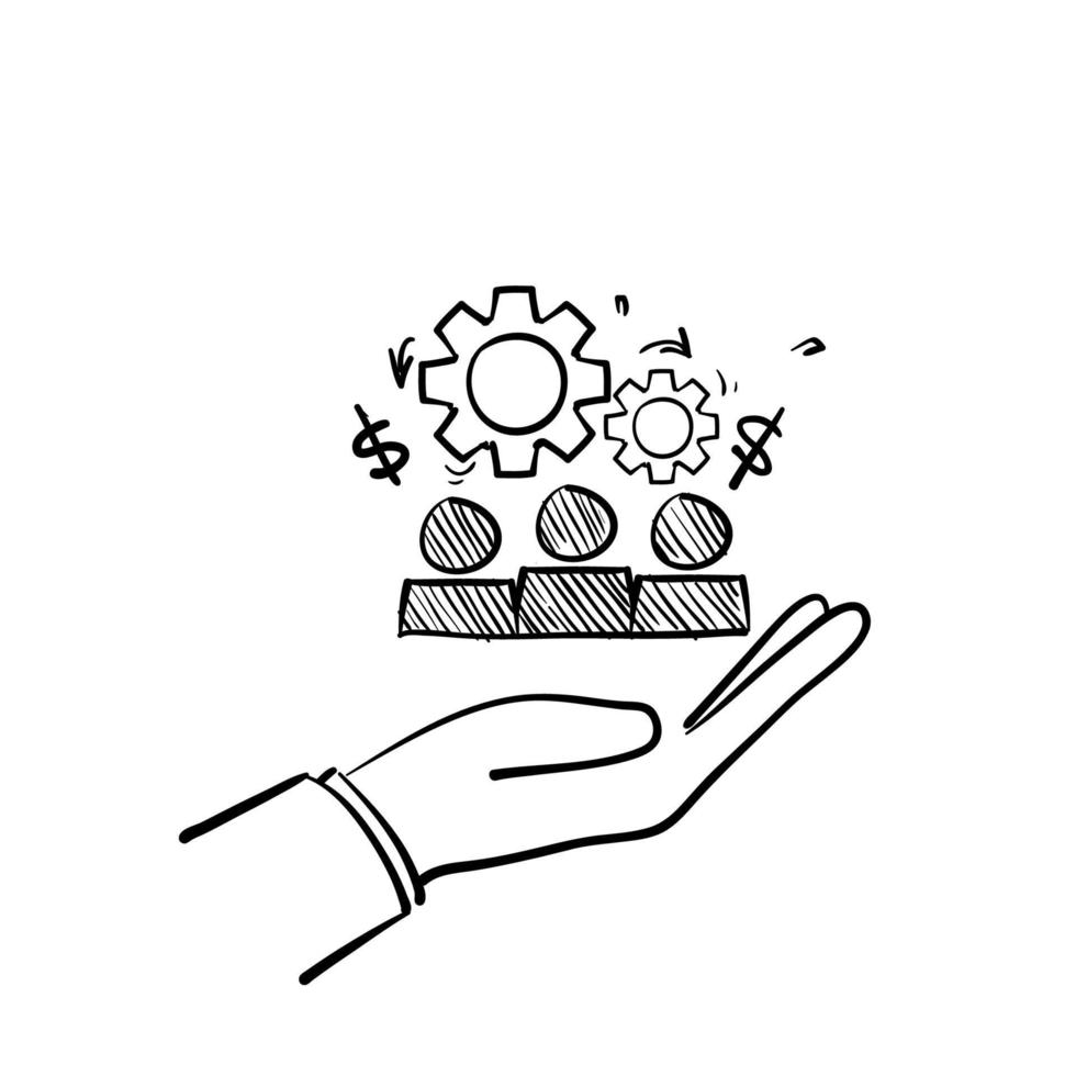 hand drawn doodle icon public finance management illustration vector
