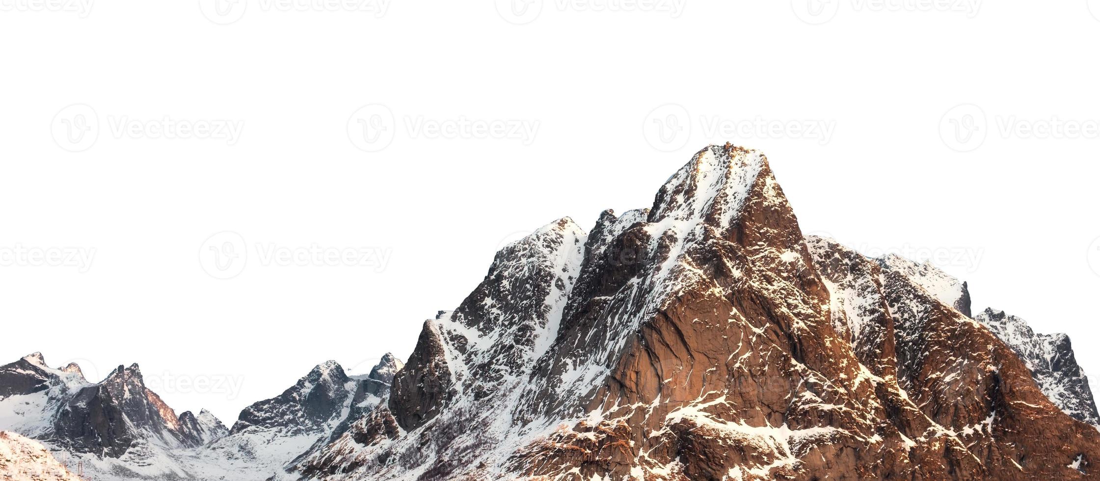 Snow mountain with shining on winter at Lofoten islands photo