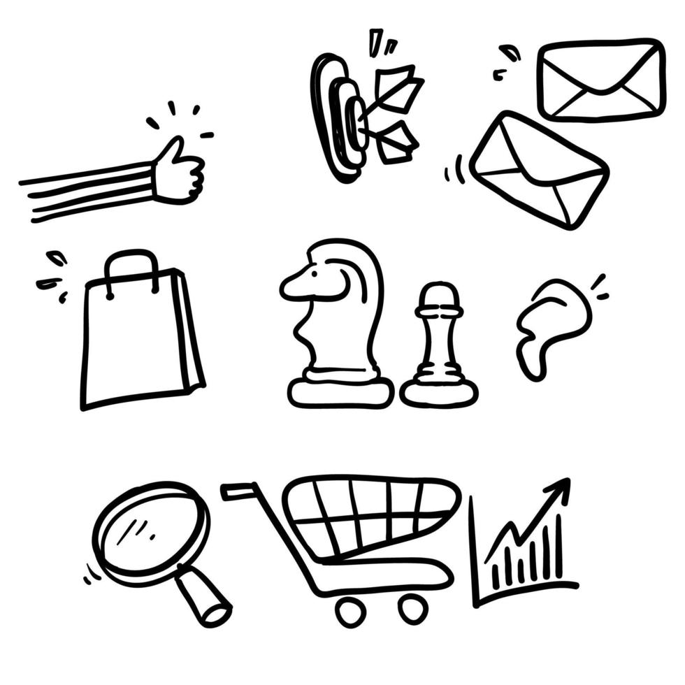 conjunto simple dibujado a mano de conjunto de ilustración de iconos de línea de vector relacionado con marketing