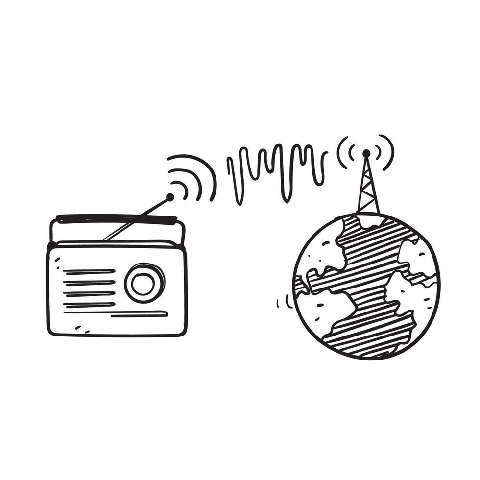 hand drawn doodle world radio day illustration icon isolated vector