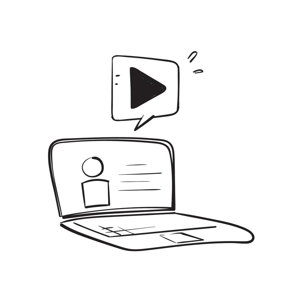 hand drawn doodle live streaming icon illustration vector