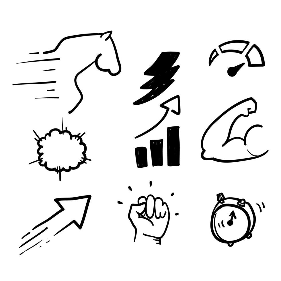 hand drawn doodle performance related icon illustration vector