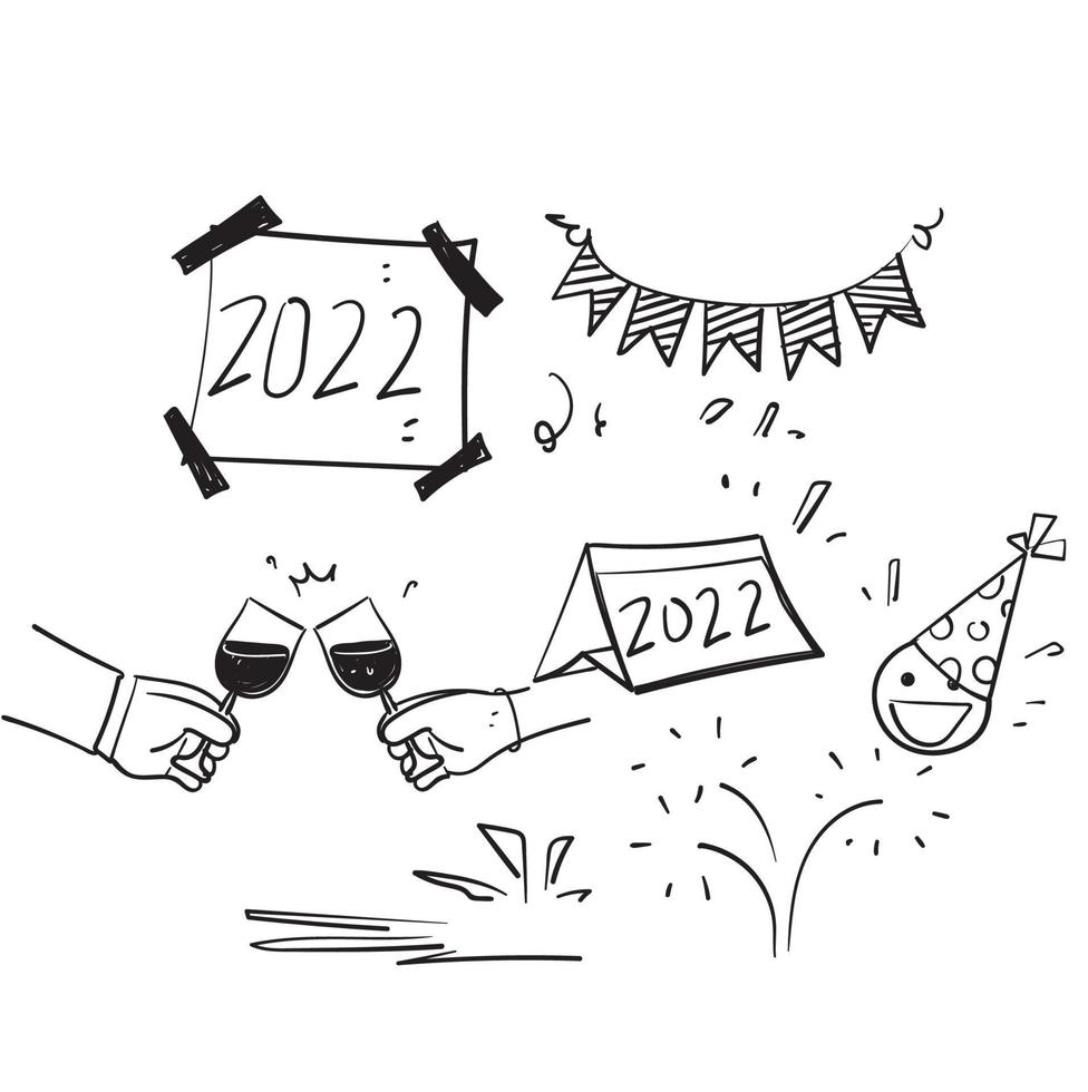 hand drawn doodle new year element element illustration vector isolated