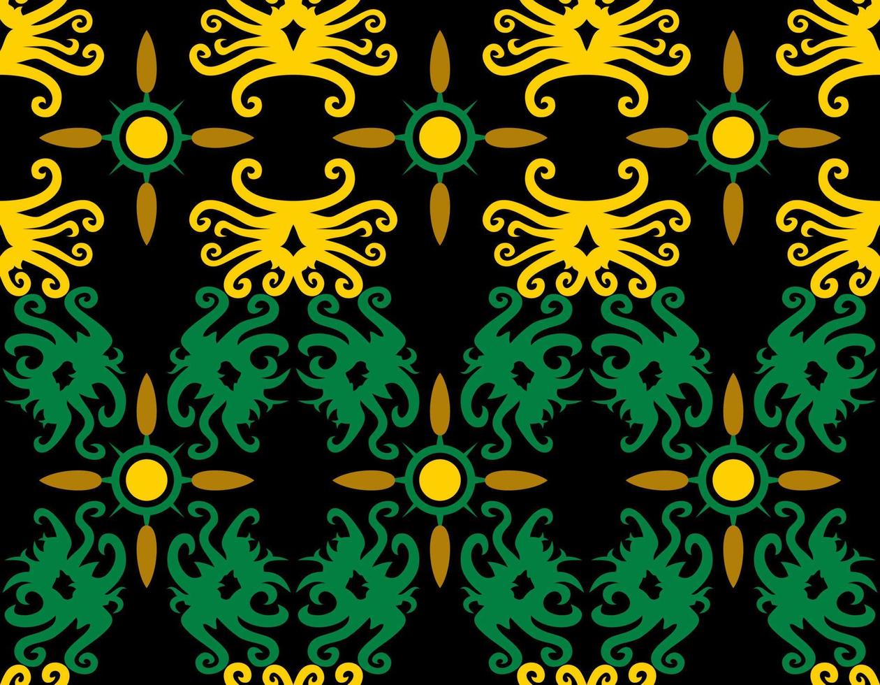 patrón sin costuras de patrón étnico dayak.motivo de tela indonesia tradicional.patrón de borneo. inspiración de diseño vectorial. textil creativo para moda o tela vector