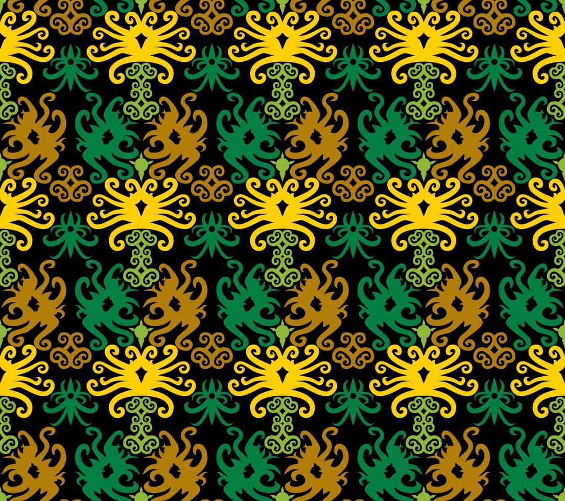 patrón sin costuras de patrón étnico dayak.motivo de tela indonesia tradicional.patrón de borneo. inspiración de diseño vectorial. textil creativo para moda o tela vector