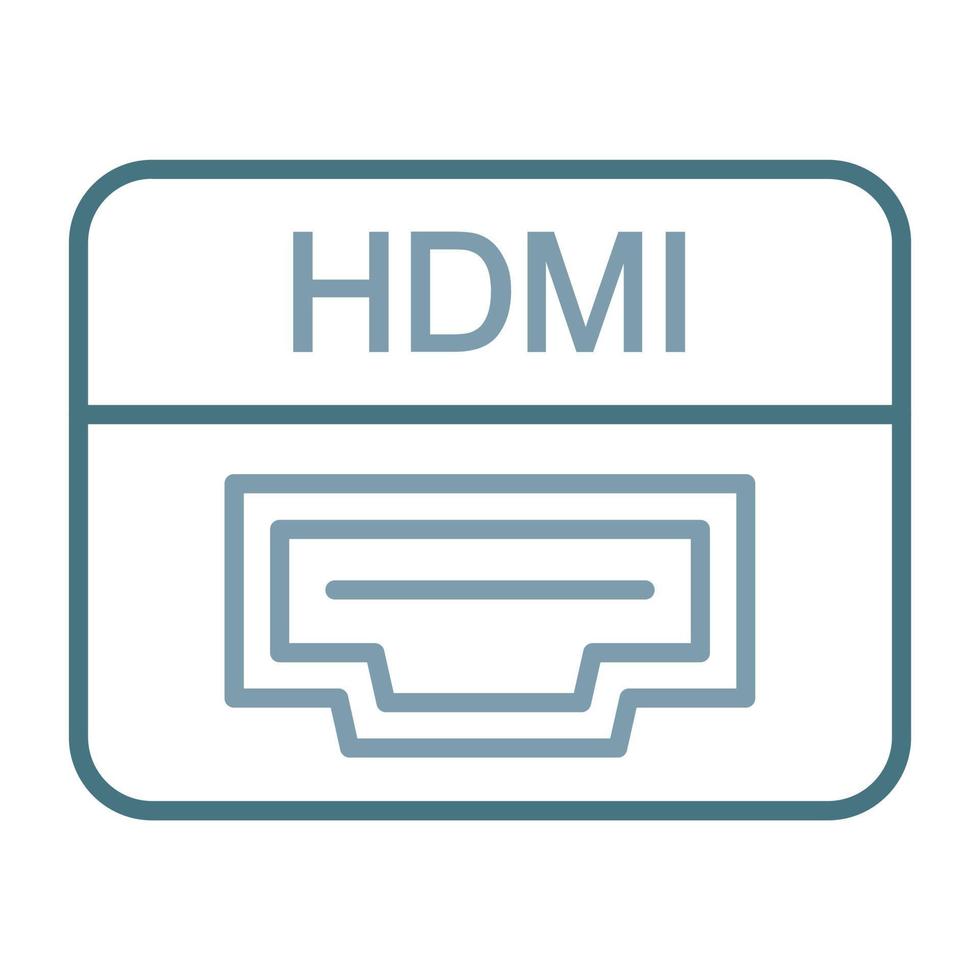icono de dos colores de línea de puerto hdmi vector