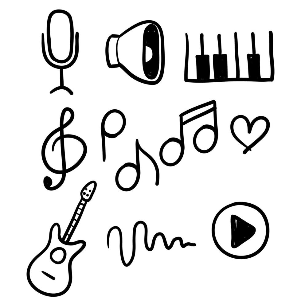 dibujado a mano doodle música relacionada icono ilustración vector aislado