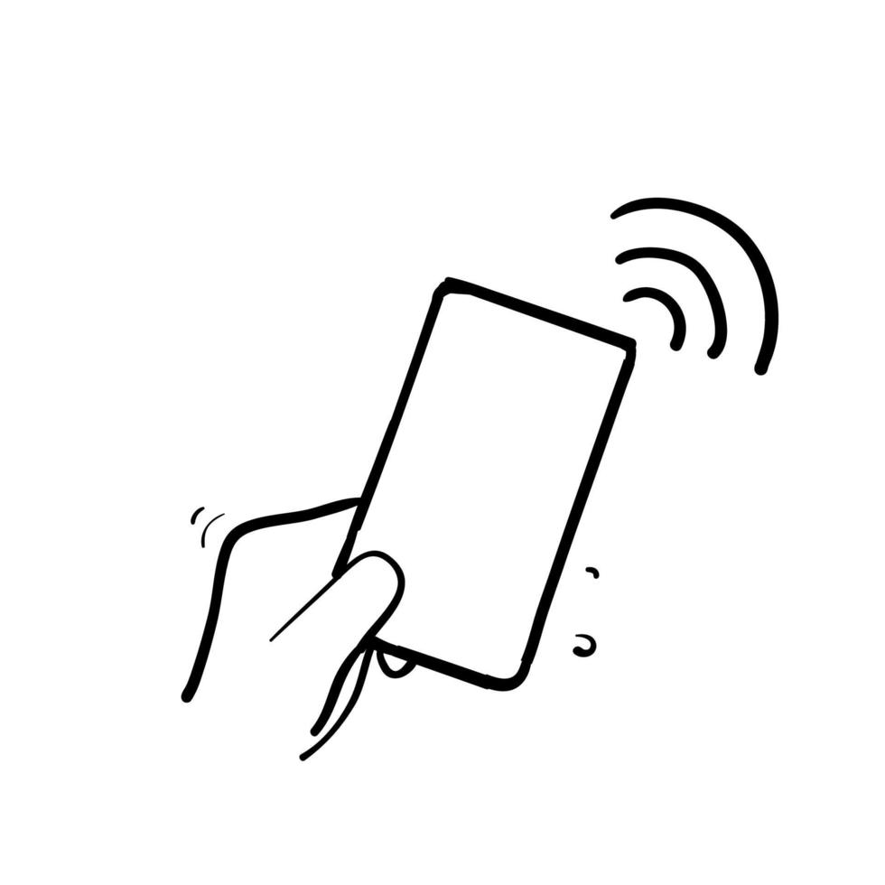 hand drawn doodle contactless wireless payment nfc illustration vector isolated