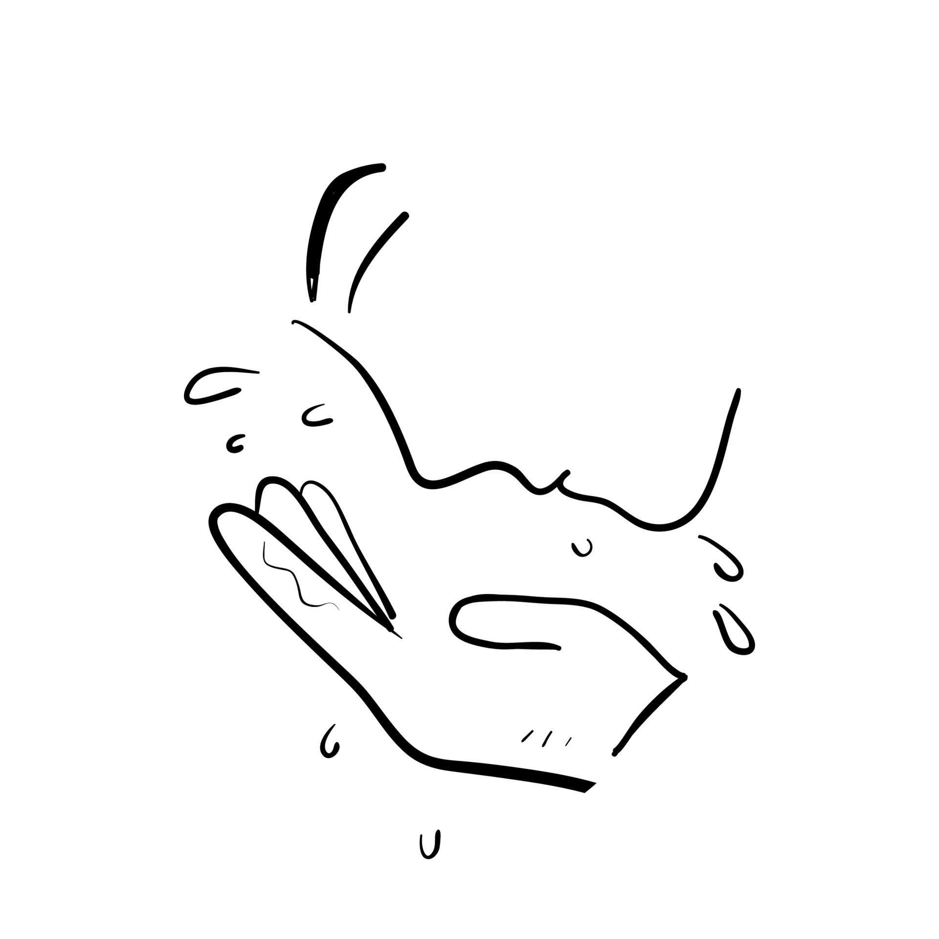 hand drawn doodle woman washing face illustration vector isolated