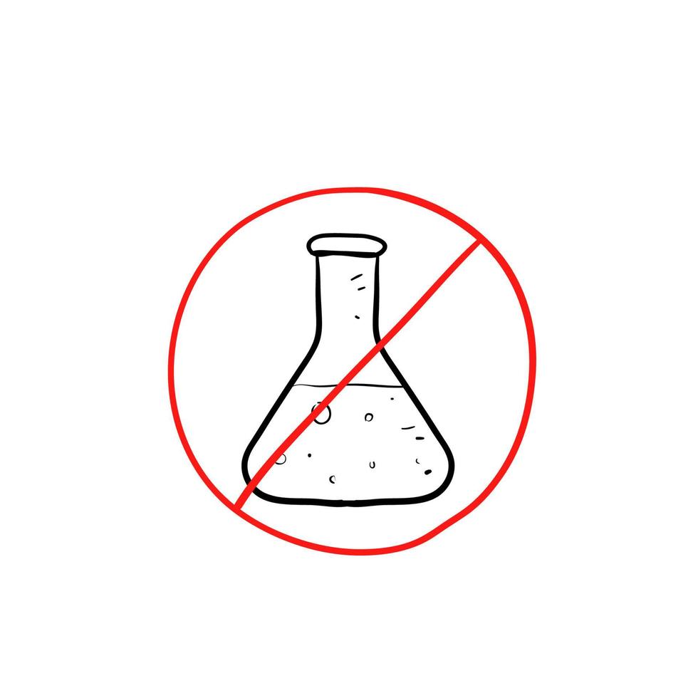 hand drawn doodle no chemical risk icon vector