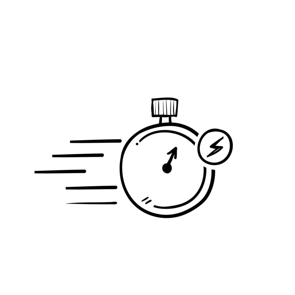 hand drawn doodle fast time symbol illustration vector isolated