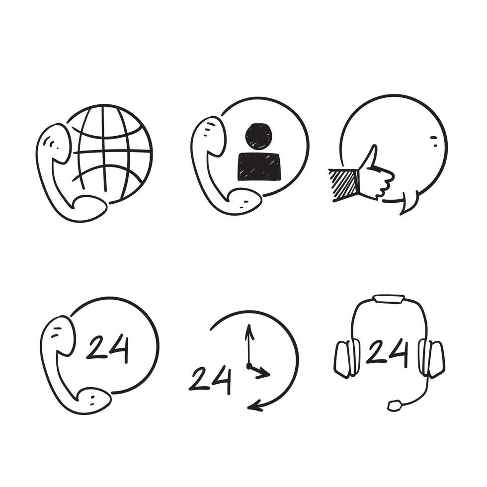 hand drawn doodle contact and support line illustration icon isolated vector