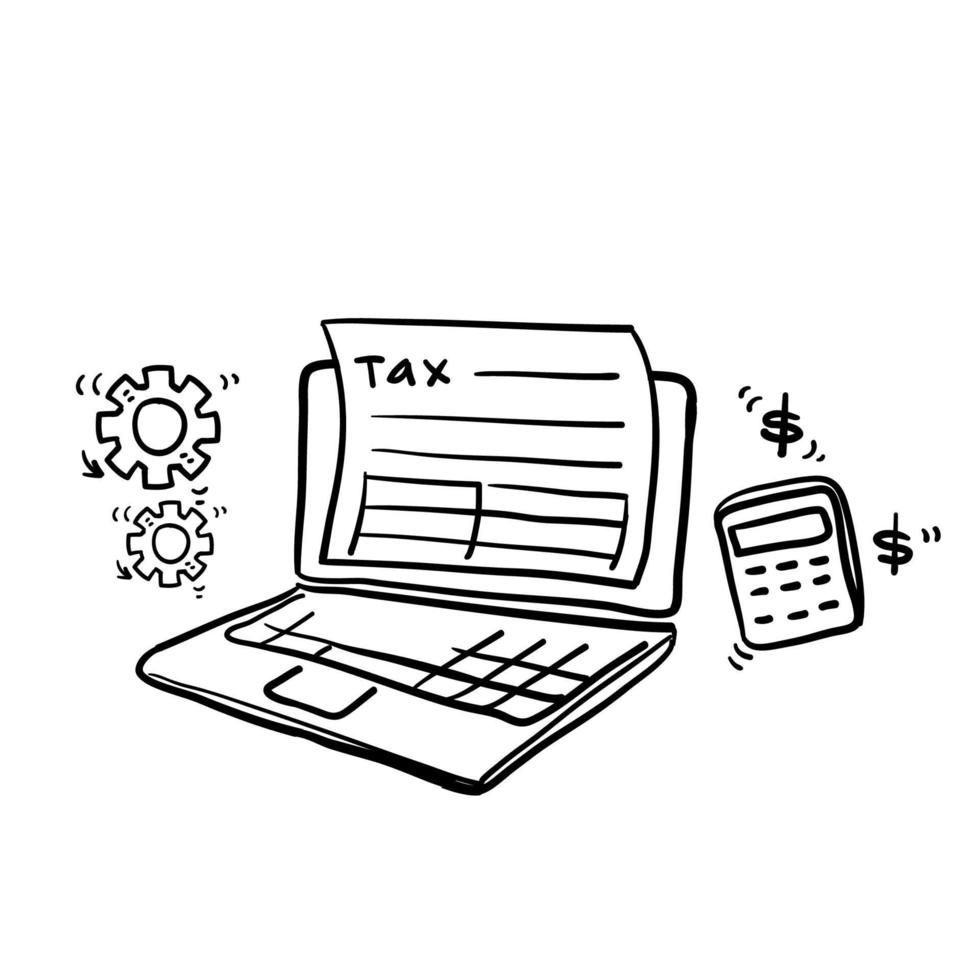 dibujado a mano doodle ilustración relacionada con impuestos aislado vector