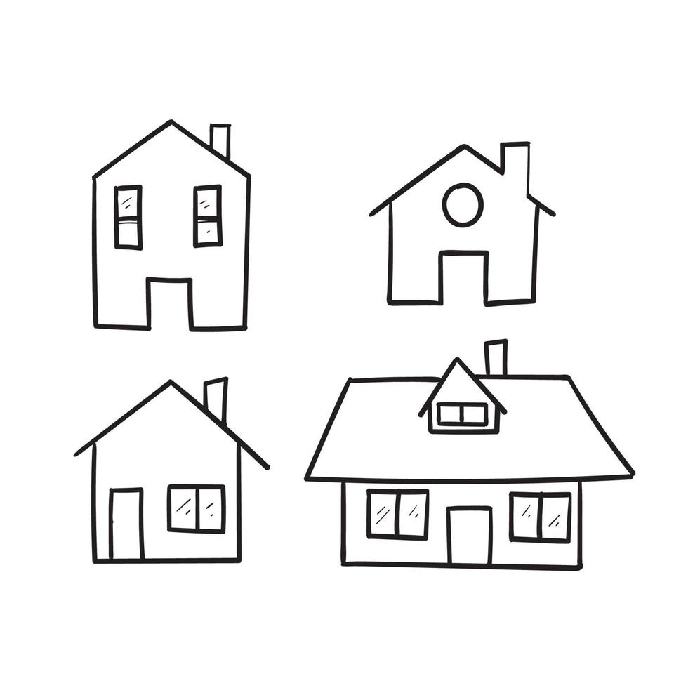 hand drawn doodle home icon illustration vector isolated