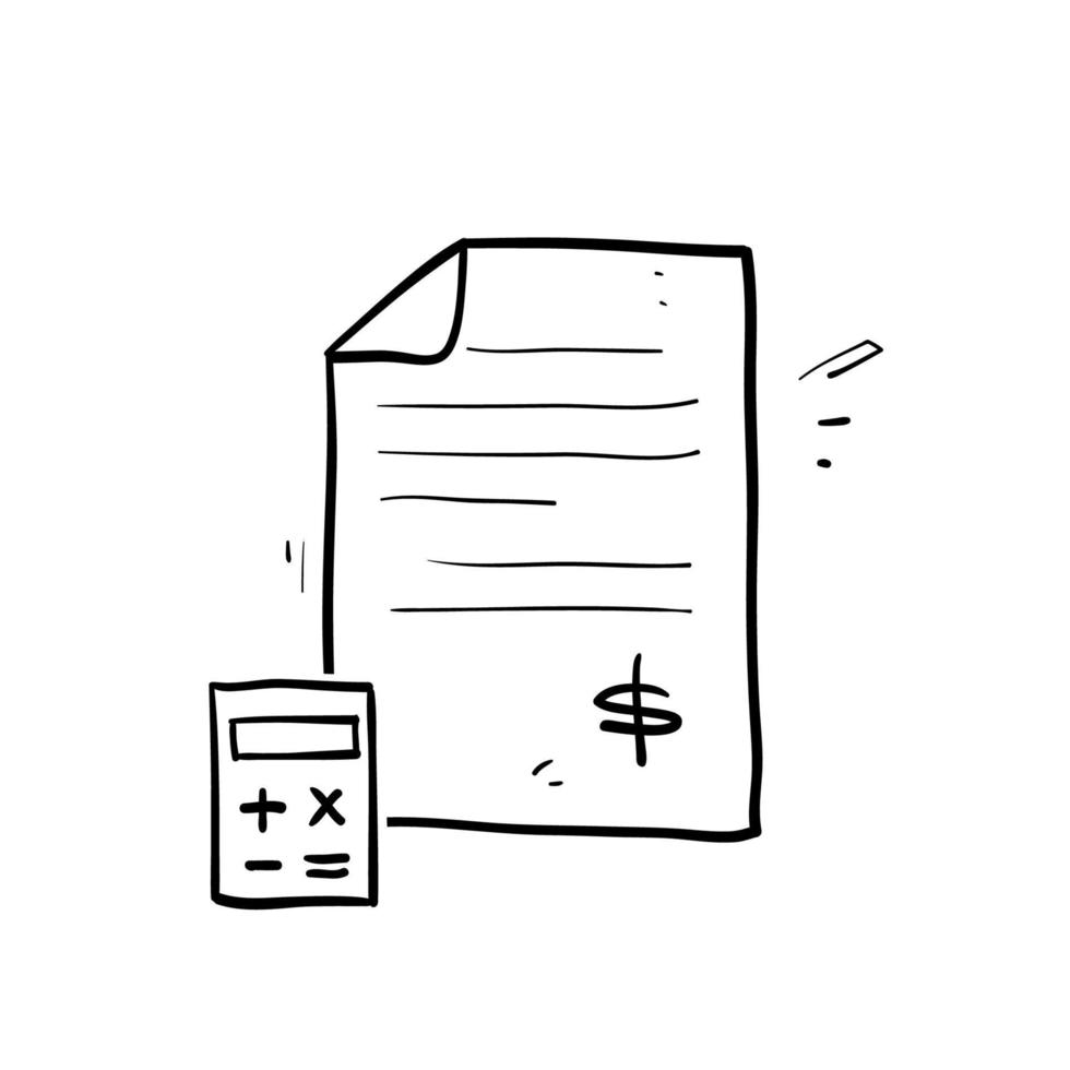 hand drawn doodle accounting document illustration vector