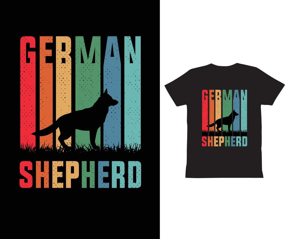 Vintage German Shepherd T-Shirt template design. vector