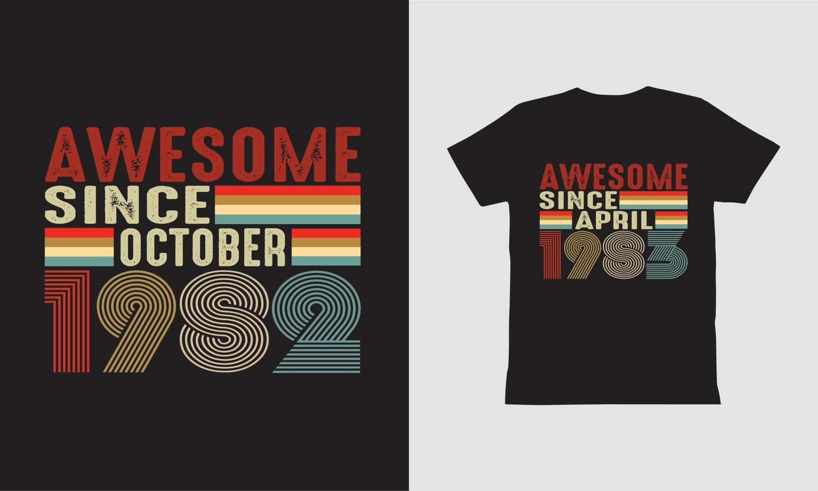 diseño de camiseta de cumpleaños 1982 y 1983 vector