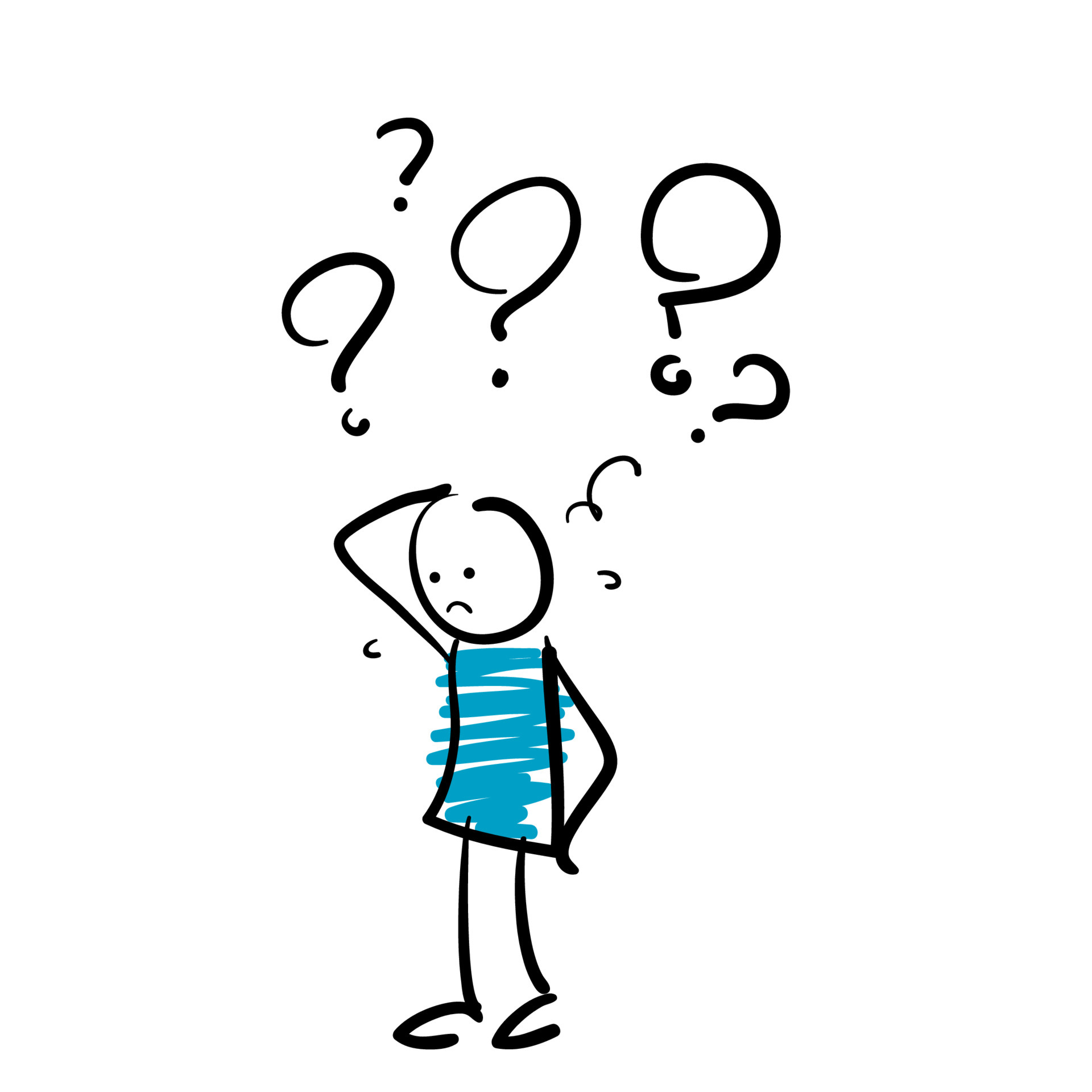 hand drawn people confuse to Decide right solution for questions