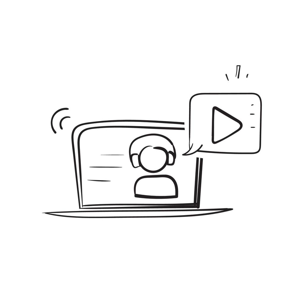 hand drawn doodle live streaming icon illustration vector